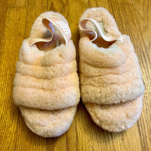 UGG Australia Fluff Yeah Slides Slippers Shoes 8 Light Pink - Picture 3 of 10
